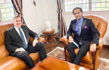 Ambassador Abhishek Singh received H.E. Elias Lebbos, Ambassador of Lebanon to Venezuela at the Embassy today. They discussed some of their Mission's recent activities & events and also other developments in Venezuela